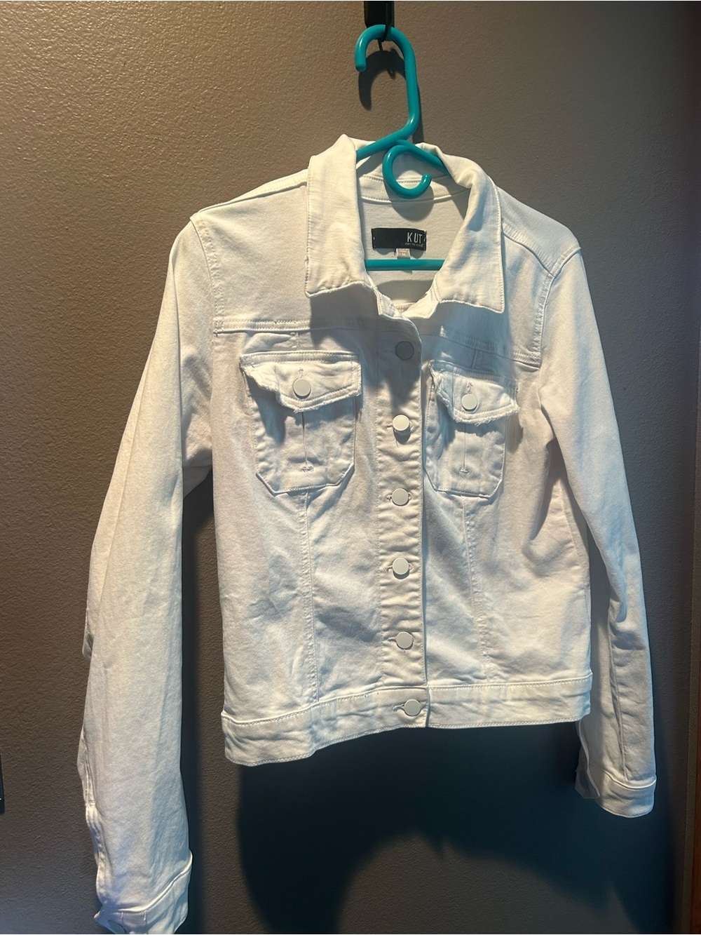 Kut from the Kloth Amelia White Denim Button-Front Jacket